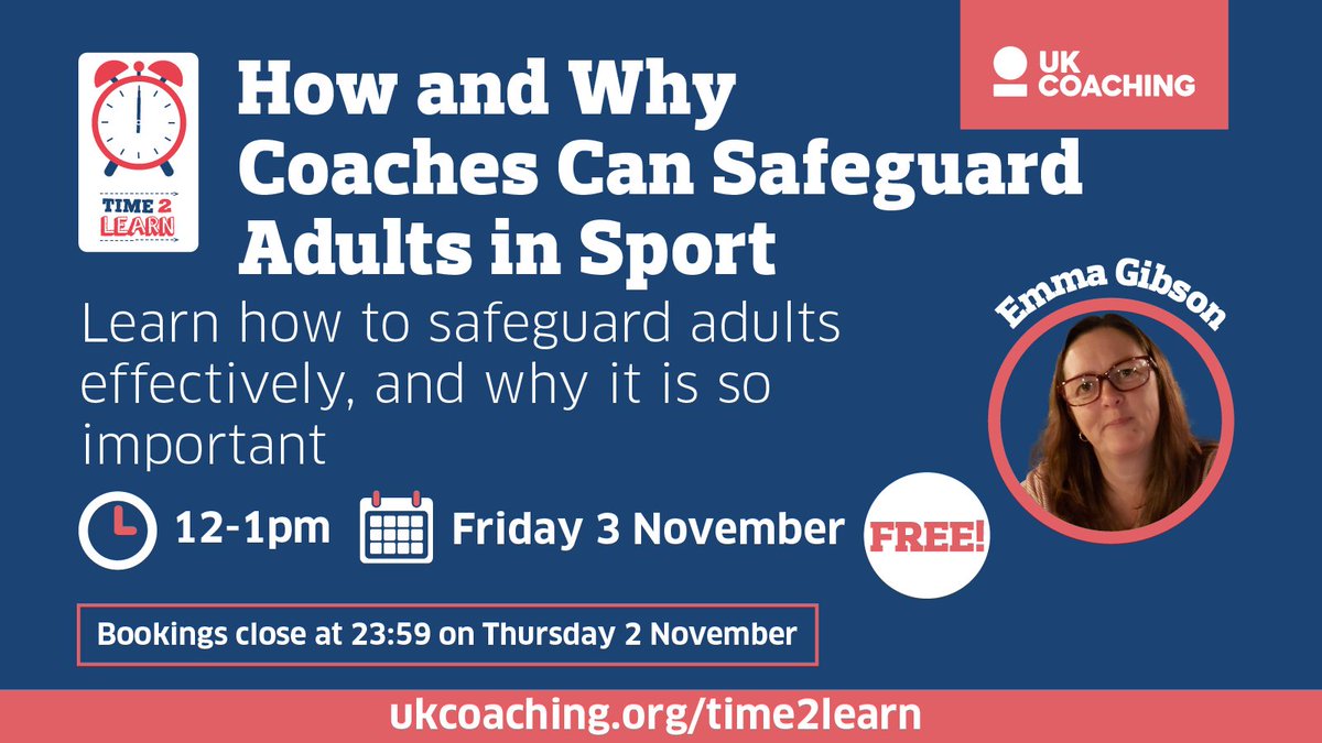 Are you confident in your knowledge and understanding of how to safeguard adults? Join Emma Gibson of the @AnnCraftTrust for our next free webinar & learn more about supporting the adults that you coach 🤝 ➡️ bit.ly/3Su8stt