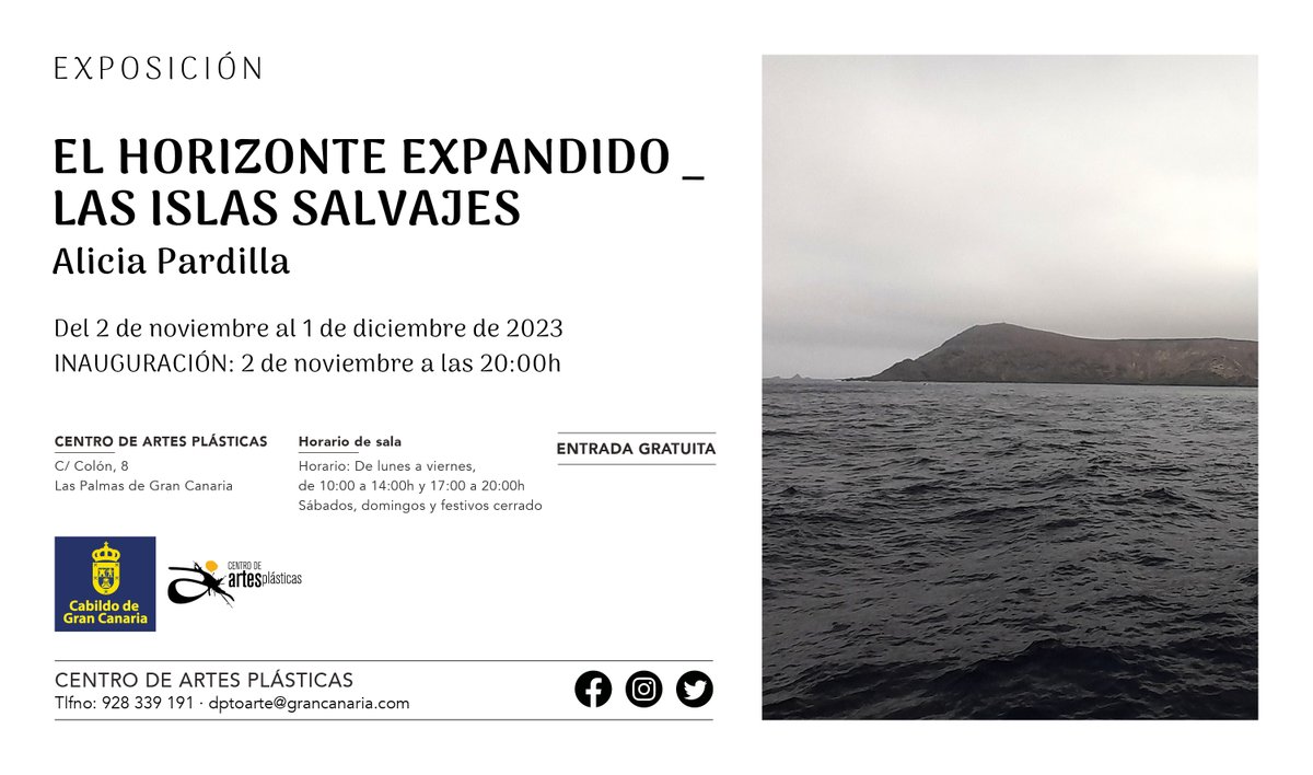 ArtesPlasticasG's tweet photo. Este mes de noviembre tendremos en el centro de artes plásticas del cabildo de Gran Canaria nuestra nueva exposición “El Horizonte Expandido_ Islas Salvajes ” de la artista Alicia Pardilla. https://t.co/XnPnLdbEFS