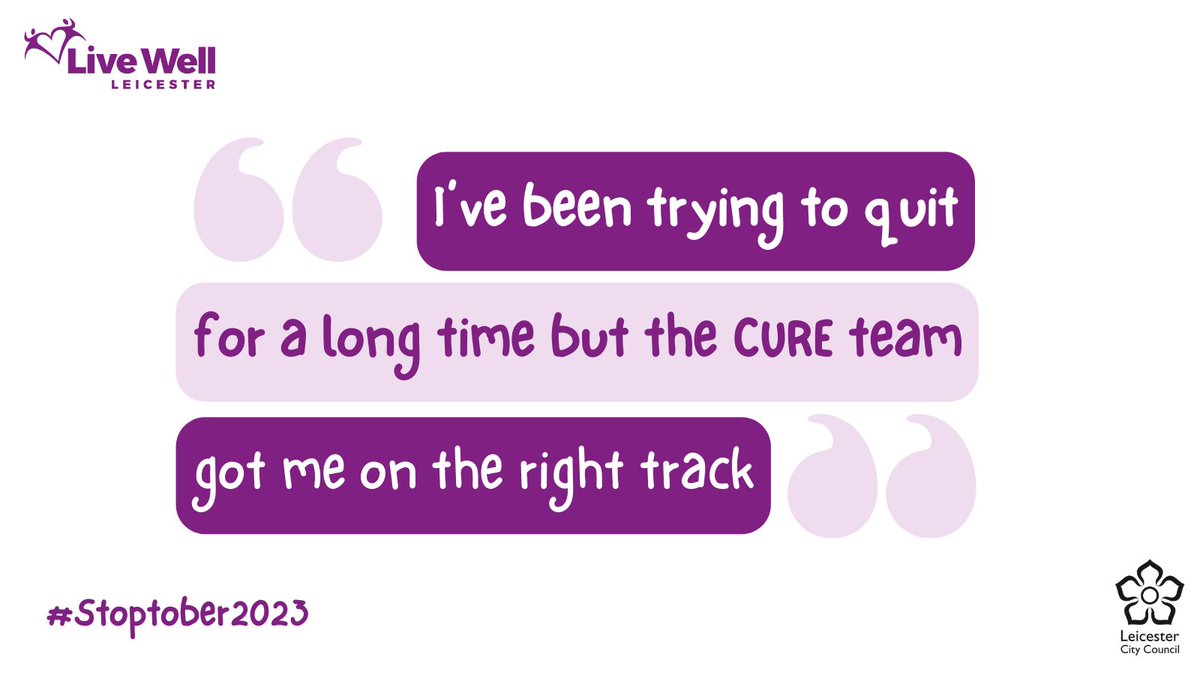 After trying for so long, our client got on the right track and quit smoking once they had support from the CURE and Live Well team! Are you ready to finally quit smoking this #Stoptober? Get in touch with us on 0116 454 4000 or visit 👇 ow.ly/4GwH50PW7Qp
