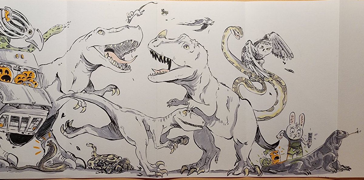 sleepydino's tweet photo. #Artober 
- Day 24: Snowy owl
- Day 25: African rock python (yes, my 4yo asked for this specifically)

I have never drawn this many snakes in my life. https://t.co/xzApBf5MmV