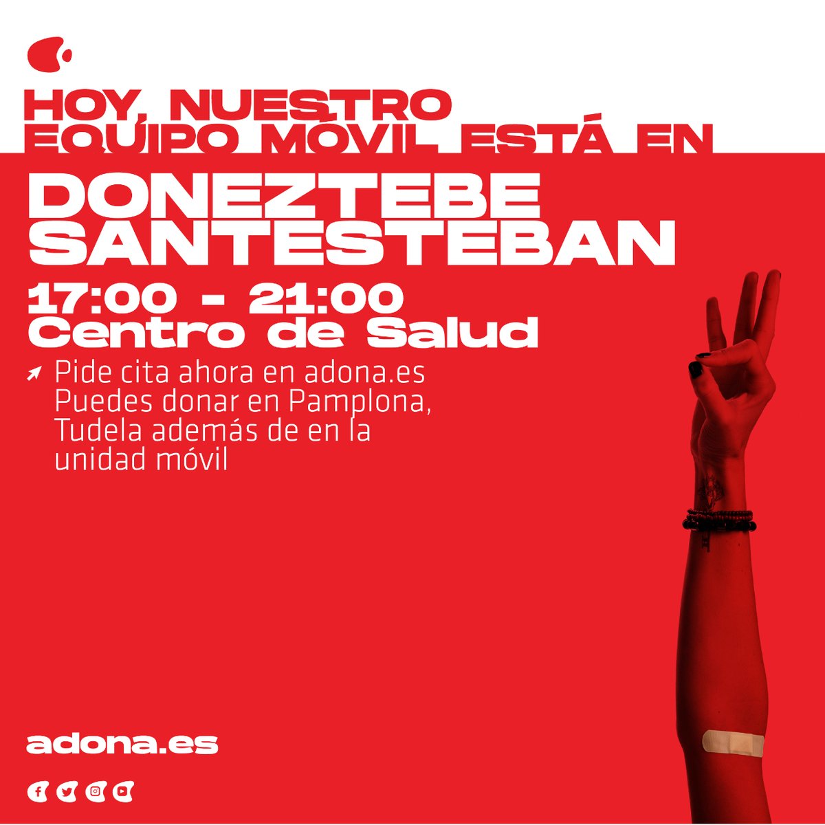 Nuestro equipo móvil ya está listo para pasar una tarde llena de donaciones de sangre en Doneztebe-Santesteban. Estaremos pasando un #emanodolaeguna #díadedonarsangre fantástico en el Centro de Salud!