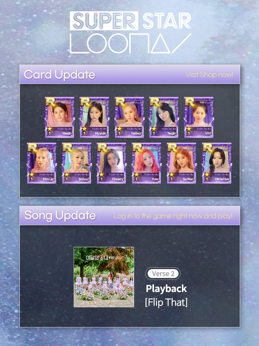 SuperStar_GL's tweet photo. #슈퍼스타루나 신곡 업데이트!
#SUPERSTARLOONA NEW UPDATE!

🎵 LOONA - Playback [Verse 2]

지금 #슈스룬 에서 플레이하세요!
Play in #SSLO right now🌜✨

👉 https://t.co/inhYtQMNT8

#이달의소녀 #LOONA #FlipThat https://t.co/4IJW7CfgS6