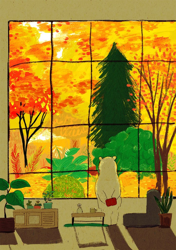 「#秋といえば黄色なので黄色い画像を貼ろう」|ももろ　4／20発売絵本「パンダのパクパクきせつのごはん」のイラスト