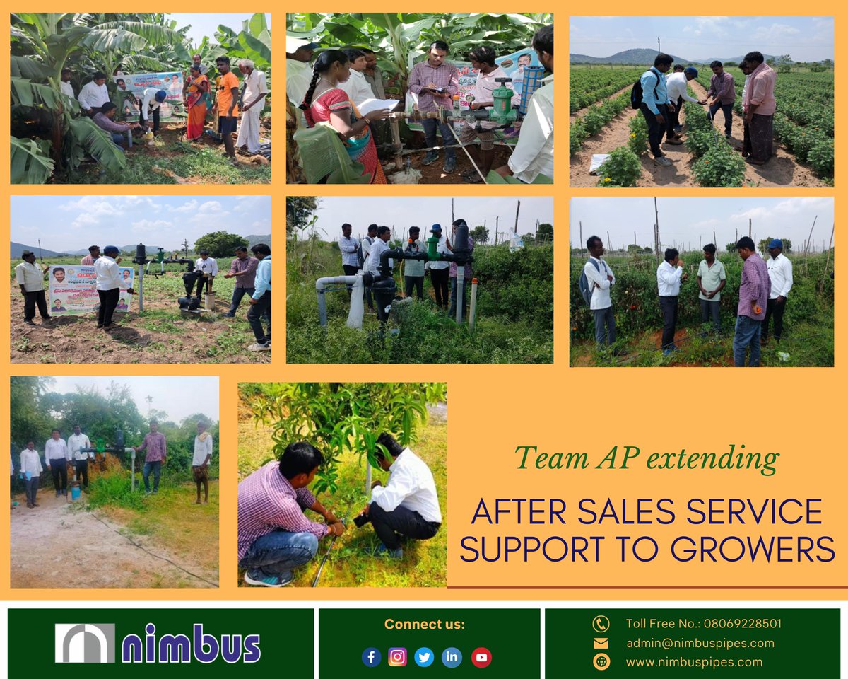 NimbusPipesLtd's tweet image. 🌱 Team Nimbus Andhra Pradesh is committed to a greener, more sustainable tomorrow! 💧 We&apos;re here to support our growers in harnessing the power of micro irrigation technologies to make every drop count.

#TeamNimbus #MicroIrrigation #WaterConservation #Sustainable @RPYadav21