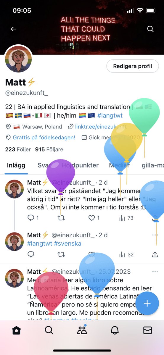 einezukunft_'s tweet photo. I’m not really active here anymore but I just popped in to say it’s my balloon day! My birthday wish is to start enjoying languages as I used to (and return here as well!) 🥳🥳🥳 https://t.co/JkwvEebHMC