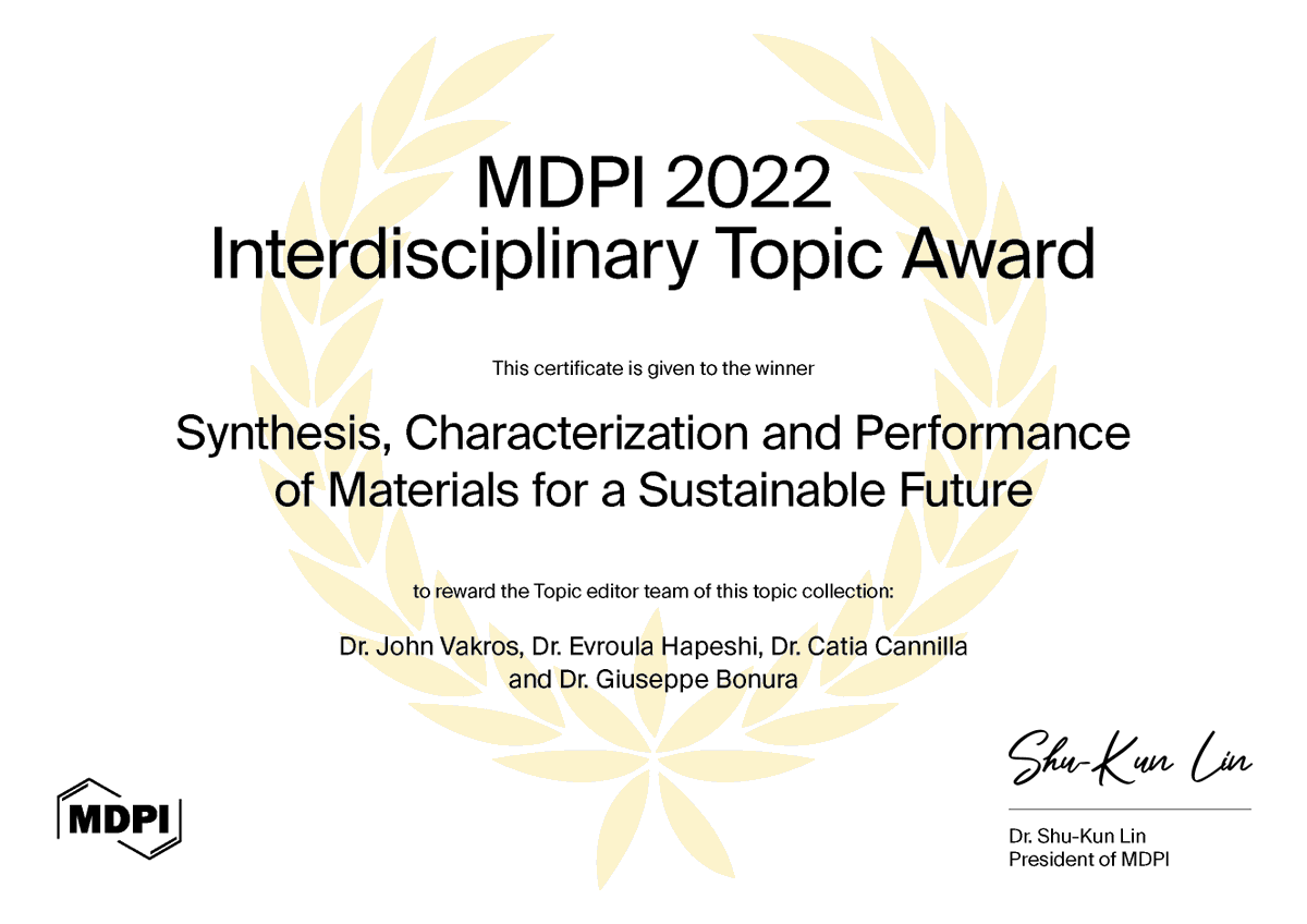 📣 ANNOUNCEMENT 📣As members of the MDPI Topic Editor Team, Catia Cannilla and Giuseppe Bonura are happy to communicate to have been rewarded with: MDPI 2022- INTERDISCIPLINARY TOPIC AWARD.
