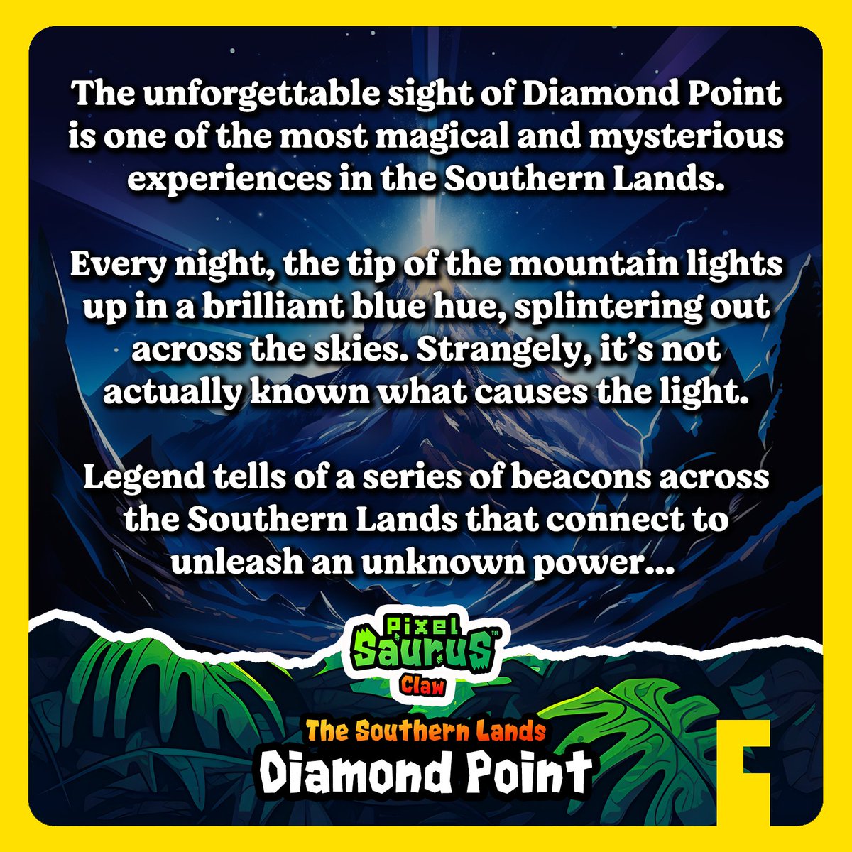 PixelSaurus's tweet photo. Discover the world of PixelSaurus™ Claw!  🗺️
The Southern Lands: Diamond Point

Join the story and mint YOUR PixelSaurus™ Claw #NFTs via the #OpenSea Drops mint link in our bio!  🦕🦖🌋

#PixelSaurus #JoinTheStory https://t.co/st1L22cj7z