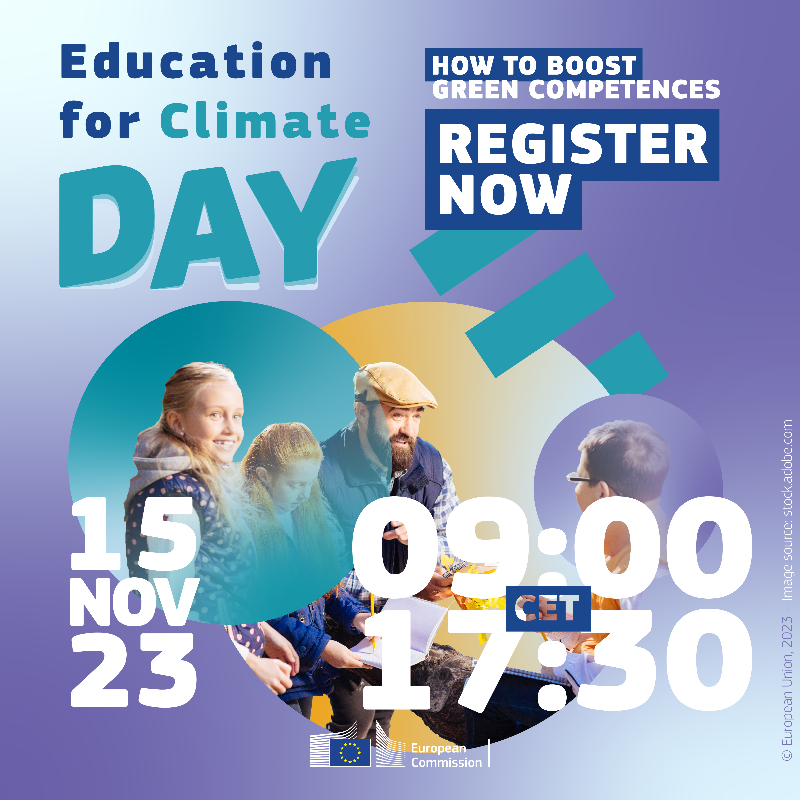 EUErasmusPlus's tweet photo. This is the week! 😁

Join us on 15 November for a special event celebrating #EducationForClimate Day 2023! 🌿

Step into our vibrant community and explore Europe's most innovative green projects!

Students, teachers, you are all invited! Make your voices heard!