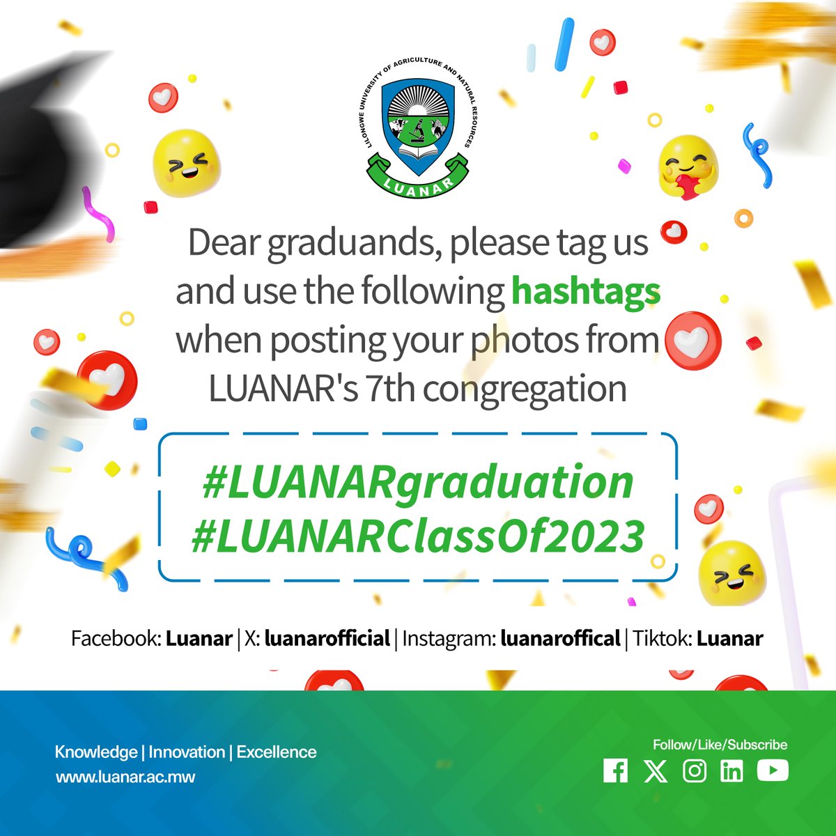 Luanarofficial's tweet photo. Please tag us and use these hashtags when posting your photos from LUANAR's 7th Congregation. #LUANARgraduation #LUANARClassof2023 https://t.co/h3danJk6WY