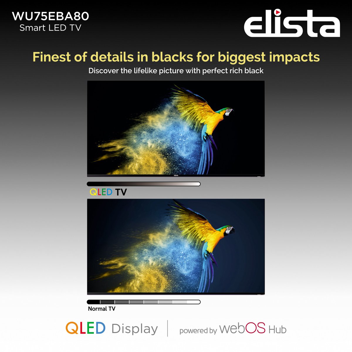 ElistaWorld's tweet photo. Dive into the abyss of inky blacks on our electrifying #Smart QLED TV powered by WebOSTV Hub.
Click here to know more: https://t.co/yW29hwzNYj
#ColorfulEntertainment #Elista #SmartTV #QLED #ColorfulEntertainment #TVExperience #TechInnovation #Trending #Explore #WebOSTV https://t.co/ne6zrhgkRo