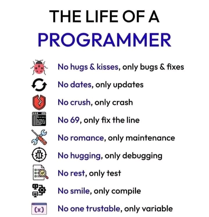 tabji27's tweet image. The rollercoaster life of true programmers:๐จโ๐ป๐คฃ๐ป๐
๐พ - where bugs become besties! ๐๐ฌ Join the debugging party! ๐๐ #ProgrammingFun #FollowForMoreLaughs