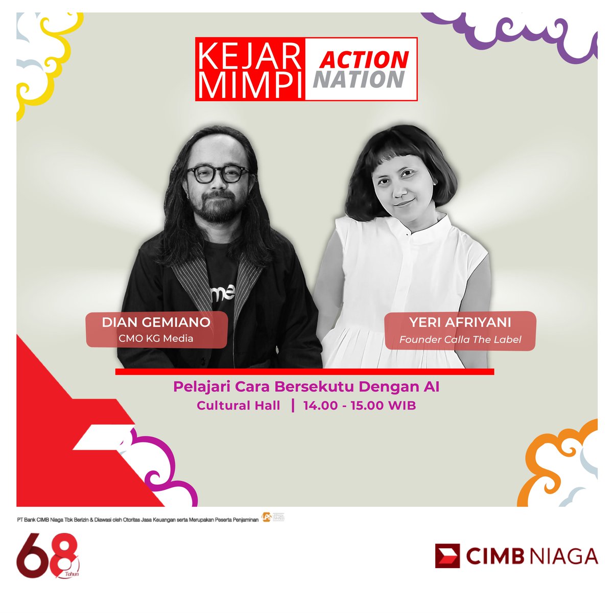 CIMBNiaga's tweet photo. Ajak teman, pasangan dan keluarga Kamu untuk datang ke Kejar Mimpi ACTIONATION pada Sabtu, 11 November 2023 di Pos Bloc Jakarta Pusat.
P.S: Seluruh rangkaian acara ini FREE ENTRY loh!
Info lebih lanjut, kunjungi: https://t.co/k0RTQRBiQp
#CIMBNiaga
#Actionation
#KejarMimpi
#PosBloc