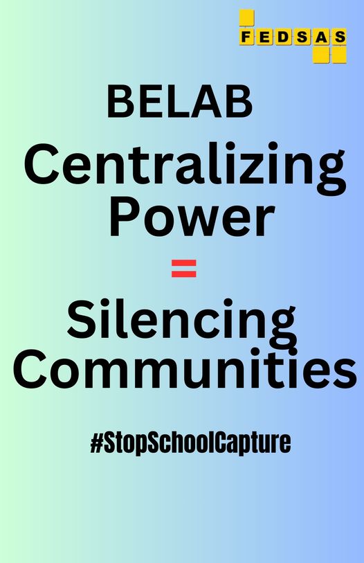 fedsas1's tweet photo. The Education Laws Amendment Bill #BELAB is set to be presented in the National Assembly of Parliament today where it will be debated and subsequently voted on. FEDSAS will be present in person.
#StopSchoolCapture https://t.co/AR89VTNkP3