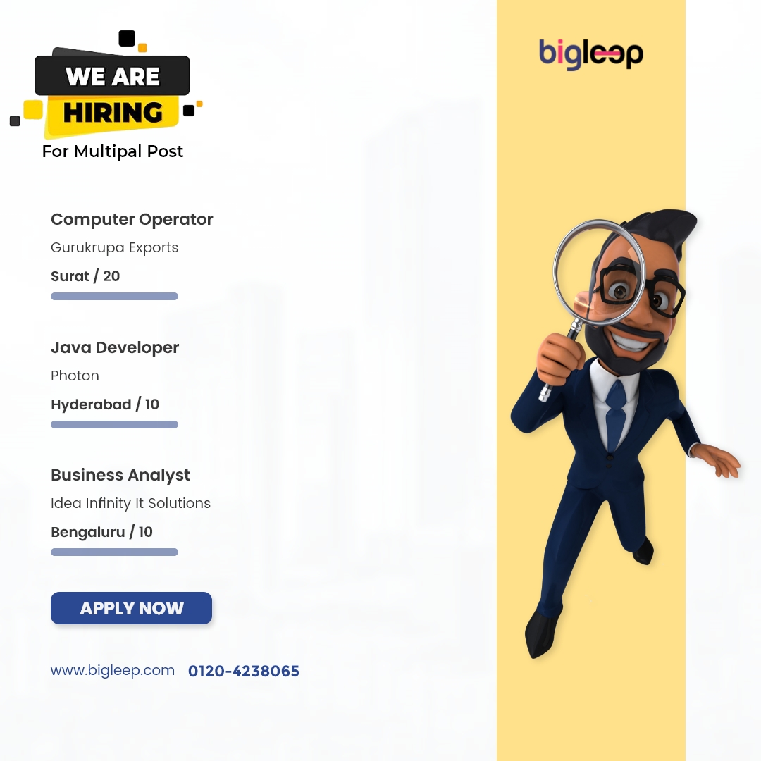 bigleep_india's tweet photo. Hi Seekers,
Register Your profile to apply for better jobs in your location.
Apply Now: https://t.co/aruxe7eOUU
#employment #jobs #hiring #jobsearch #recruitment #careers #recruiting #nowhiring #resume #jobhunt #ComputerOperatorJobs #javadeveloperjobs #businessanalystjobs https://t.co/73wO32yrwV