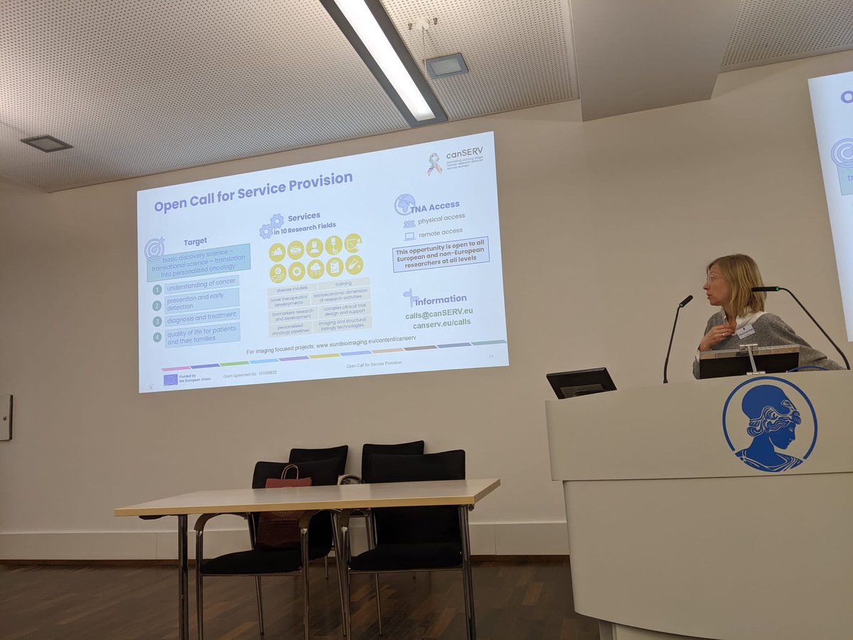 Marianna Childress-Poli presented @EuroBioImaging and @canSERV_EU at our #PostdoCaRe2023 conference!