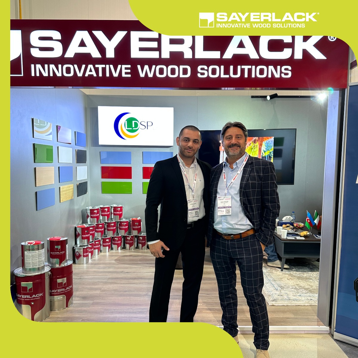 SayerlackWorld's tweet photo. Grande successo di Sayerlack e LDSP LLC a BakuBuild 2023. La partecipazione di Sayerlack assieme al rivenditore esclusivo per l'Azerbaijan LDSP LLC alla fiera BakuBuild ha confermato il grande interesse degli operatori del settore per il nostro marchio. https://t.co/lTY5gmZdQu