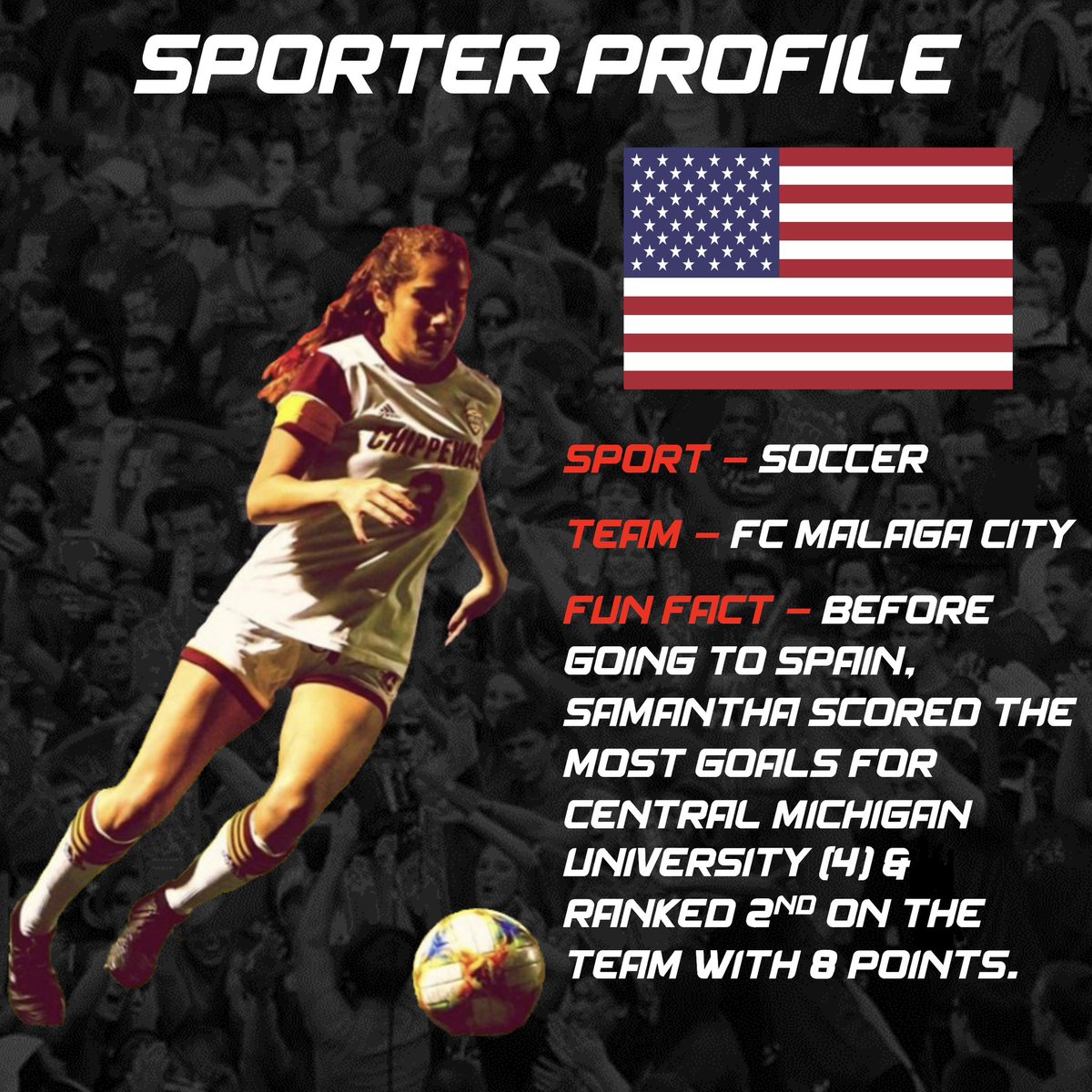 sprterapp's tweet photo. Today's #FeaturedSporter on our sport experience app #SPRTER ➡️🇺🇸⚽️player @samii_smalls 🔥
Try the #SPRTERapp to learn more about Samantha, the experiences she offers in her #ExperienceStore & all the other🔝athletes on our app!
#sporter #nil #soccer #football #fcmalagacity https://t.co/KW7sFuAshZ