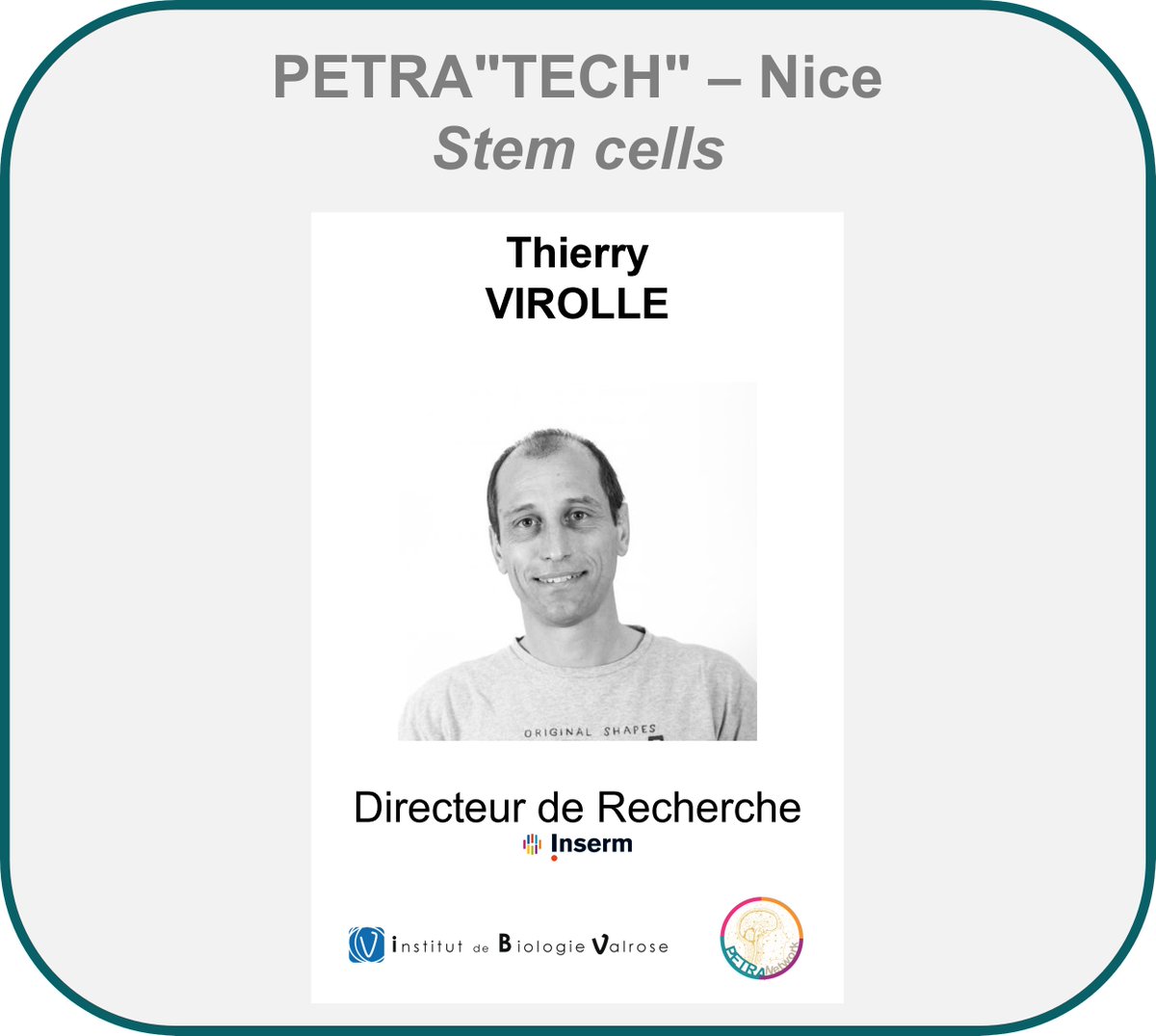 👨‍🔬[Monday portrait]

Thierry virolle is the scientific manager of the PETRA "TECH"- #Nice platform.

Thierry is an <a href="/Inserm/">Inserm</a> research director and heads the "#CancerStemCell Plasticity and Functional Intra-tumor Heterogeneity" team at the @ibvnice

@CanceropolePACA <a href="/Univ_CotedAzur/">Université Côte d'Azur</a>
