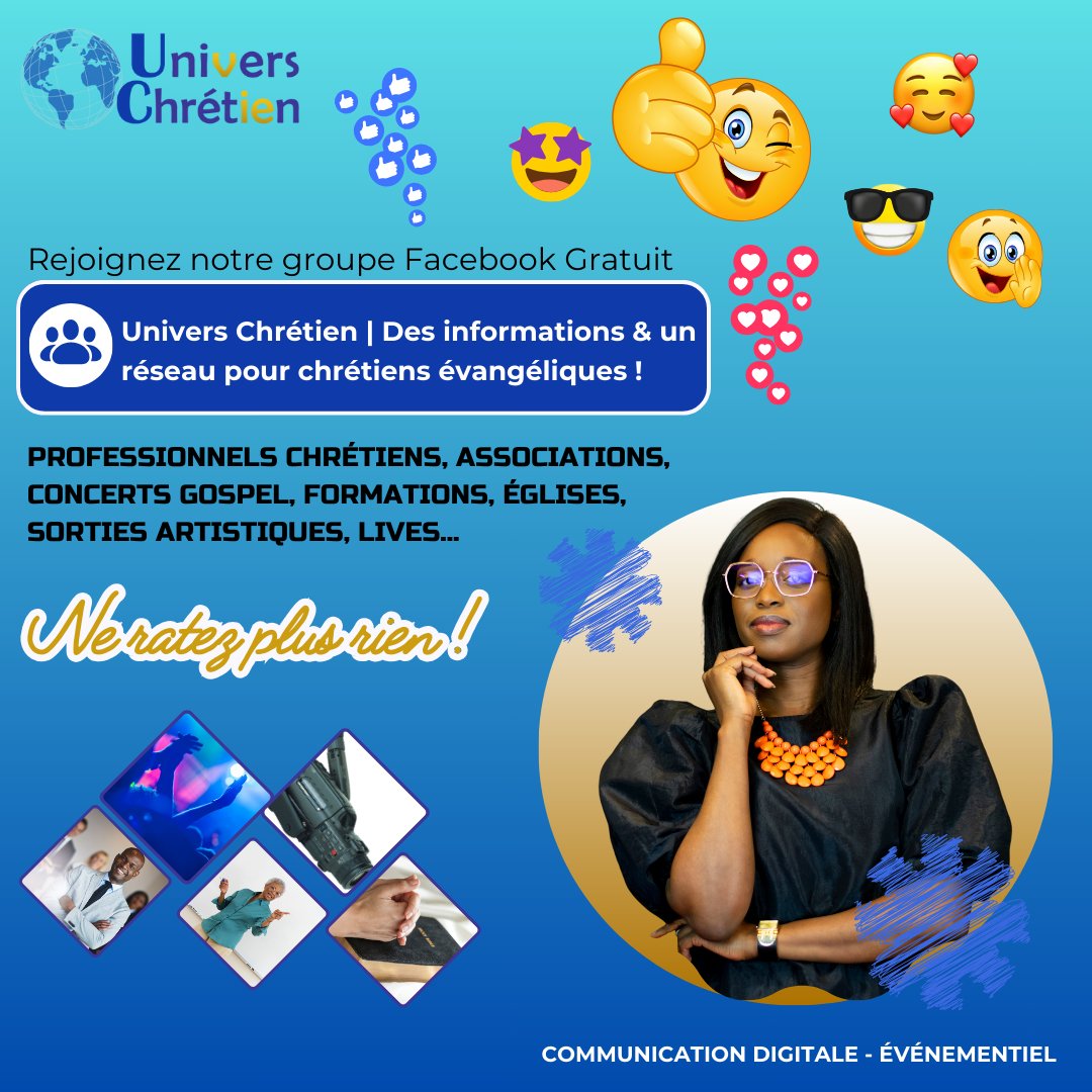 Je serai ravie de vous accueillir dans le groupe Facebook pour de l’inédit : Univers Chrétien | Des informations &amp; un réseau pour chrétiens évangéliques : facebook.com/groups/univers…