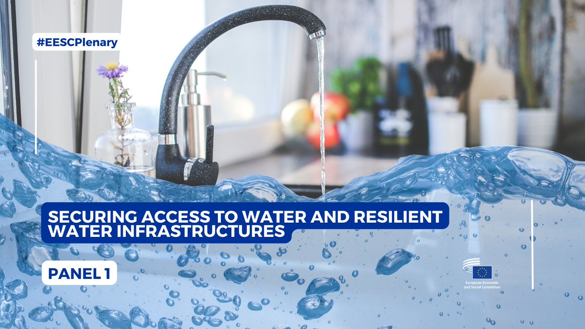EU_EESC's tweet photo. 1️⃣ Securing access to water &amp; resilient water infrastructures.

Discussions are open! Our guests:
💧 Our Member @joo_kinga;
💧 @SRWatSan, @UN Rapporteur on the right to water &amp; sanitation;
💧 @hasmik_b, @wypw_pmje President;
💧 Bernard Van Nuffel, @APE_EU President.

#EUBlueDeal https://t.co/27hQGz48nd