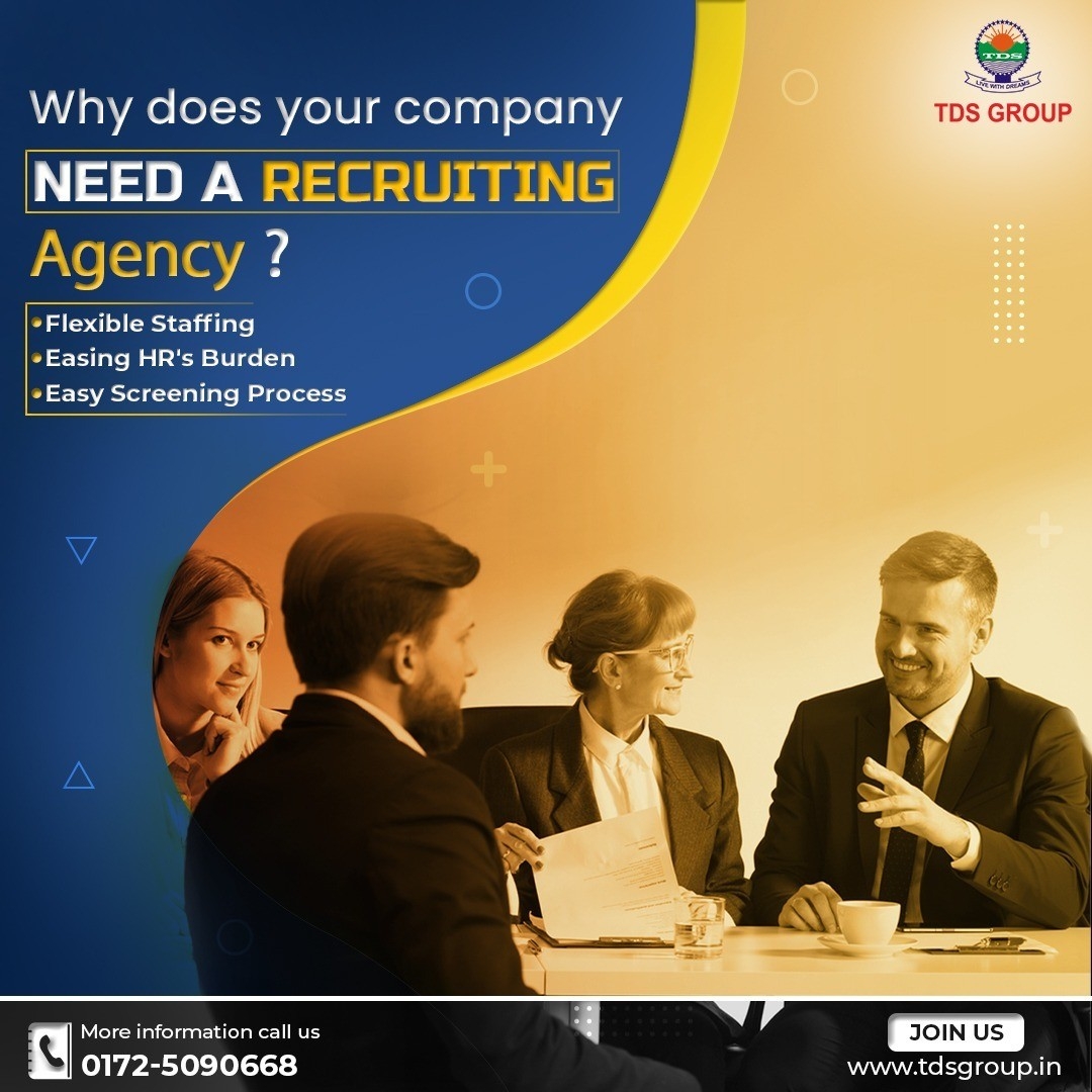 #Recruitmentagencies are the firms that act as an intermediary between the companies and the candidates.

For more information, Call us at 0172-5090668, WhatsApp No. 7527003884. 

Visit or DM us at tdsgroup.in

For Job Application, Apply here tdsgroup.in/career/