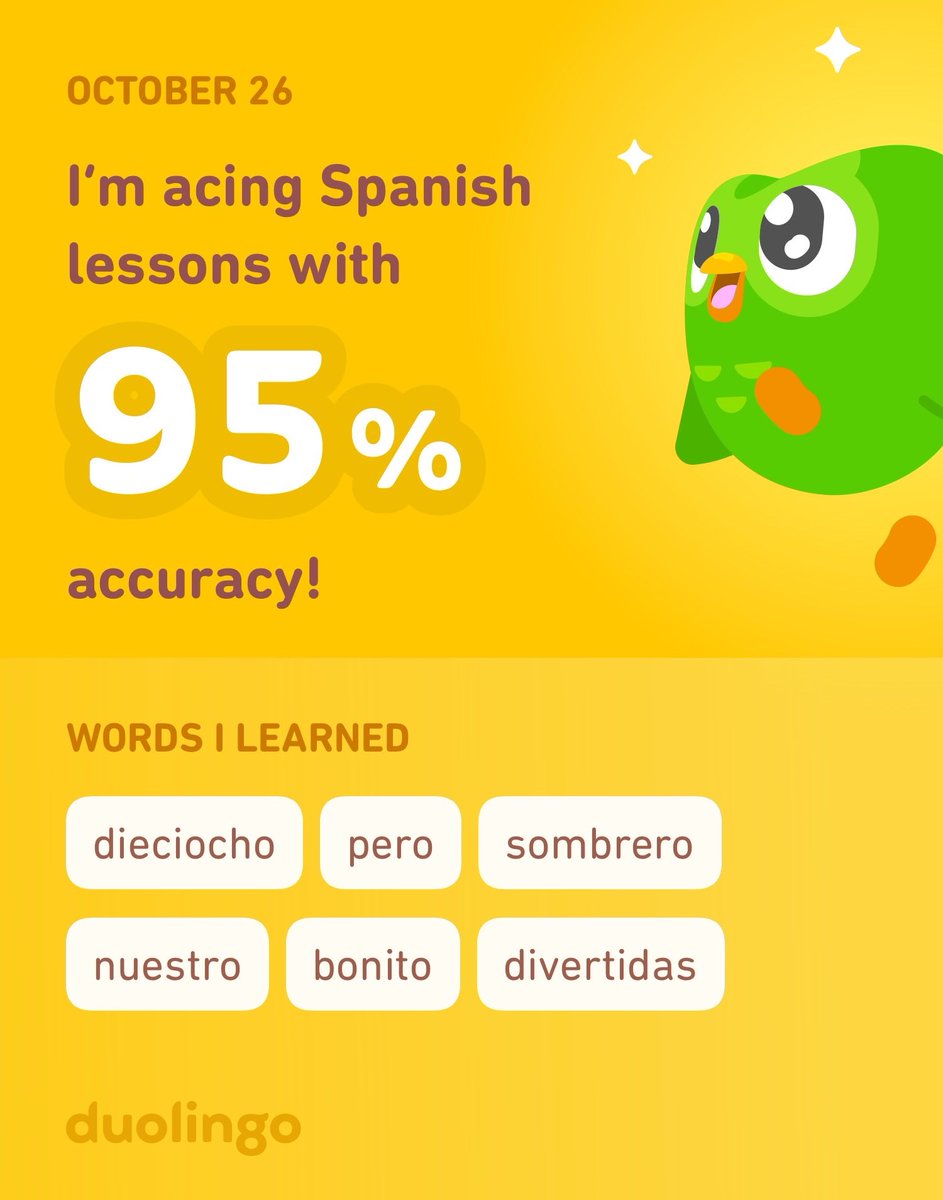 I’m learning Spanish on Duolingo! It’s free, fun, and effective.