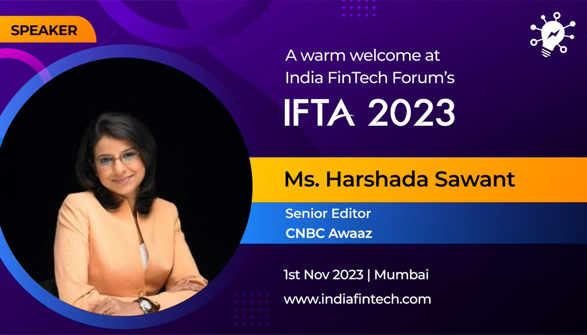 India_Fintech's tweet photo. We are pleased to welcome Ms. @AEHarshada, Senior Editor, @CNBC_Awaaz as a Speaker at the prestigious IFTA 2023.

#IndiaFinTechAwards #IFTA2023 #FintechConference #fintech #technology #speaker #VentureCapital #StartUpFunding #Unicorns #PrivateEquity #AngelInvestor #Investment https://t.co/7MS0FEFK4P