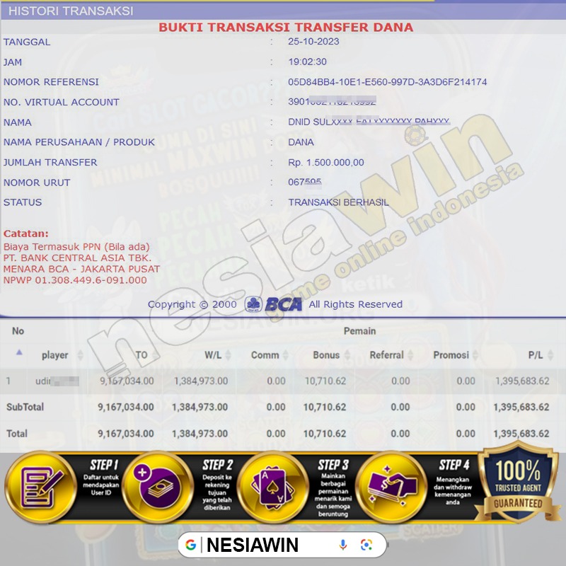 NESIAWIN's tweet photo. Selamat Buat WD Kemenangannya, ayo siapa lagi yang mau.
Menerima Deposit Pulsa Tanpa Potongan.
BONUS NEW MEMBER 50%
LINK TERBARU : https://t.co/KQTVWYbFdC
#nesiawin #nesiawinslotonline #nesiawinagenslot #nesiawinamandanterpercaya #nesiawinslot #agenslotonline #slotonline #agen https://t.co/6Y63WQDd2G
