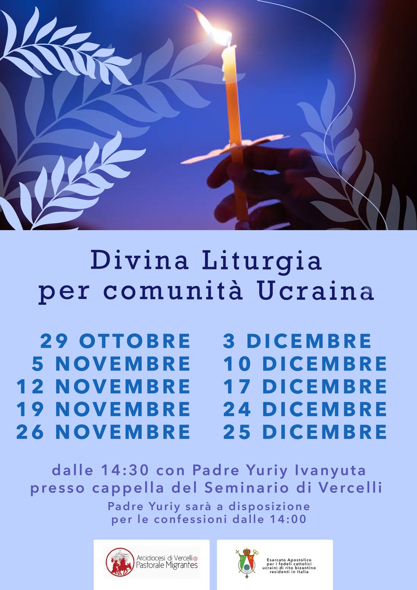MigrantesV's tweet photo. Nuovi appuntamenti per la Divina Liturgia con la Comunità Ucraina di Vercelli https://t.co/TEJp8jjpwG