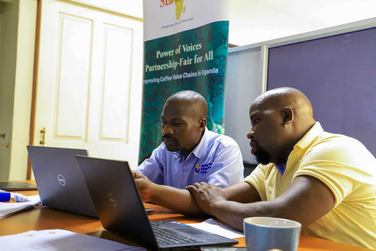 agribdcu's tweet photo. It is the #final day of the 3-day #PRM Training with the Coffee and Cocoa Traders and Producers Organizations.  @lillu_1  from @Agtuall_ demonstrating the #Bean Book software, a game-changing tool developed in collaboration with #ADC and @RaboFoodAgri specifically for coffee farmers. 
#WeAreADC #ADCPRMTraining