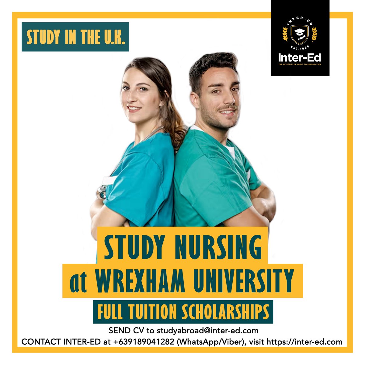 STUDY IN THE UK!!!

Wrexham University is making 60 full three-year nursing scholarships available to the Philippines for students graduating from Grade 12 SHS. 

Send CV to studyabroad@inter-ed.com for review.

#InterEdPH #StudyAbroad #LiveAbroad #UK #Nursing #WrexhamUniversity