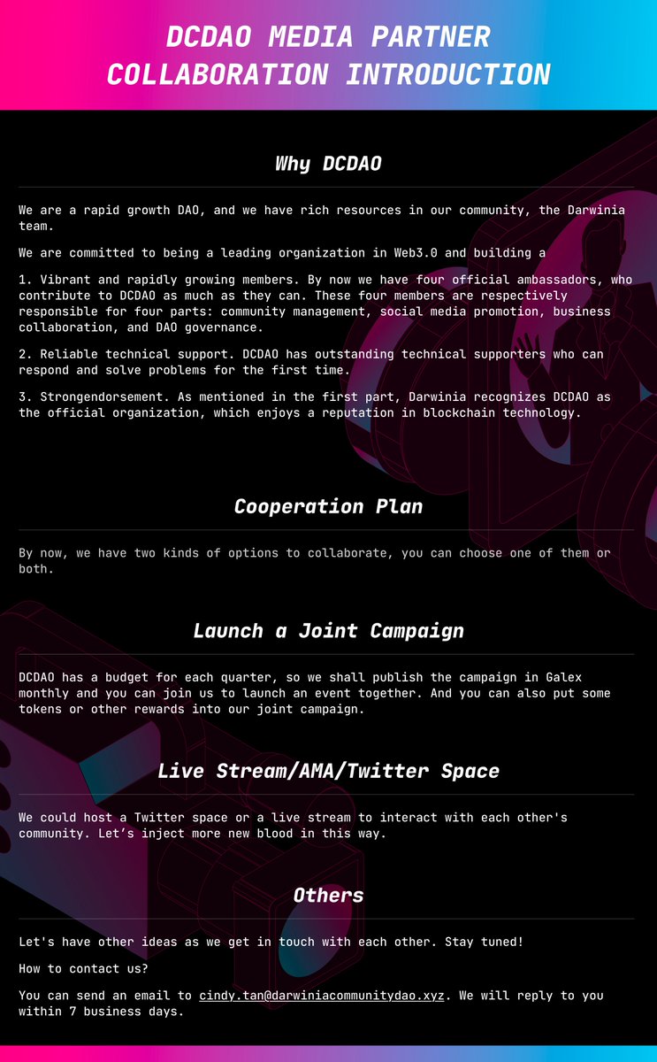 RingDAO_CG's tweet photo. 🎯Announcement🎯 
📢DCDAO is looking for media partners!
Click here to learn more!👇
https://t.co/sda44rqOTx https://t.co/JCkth5qSZH