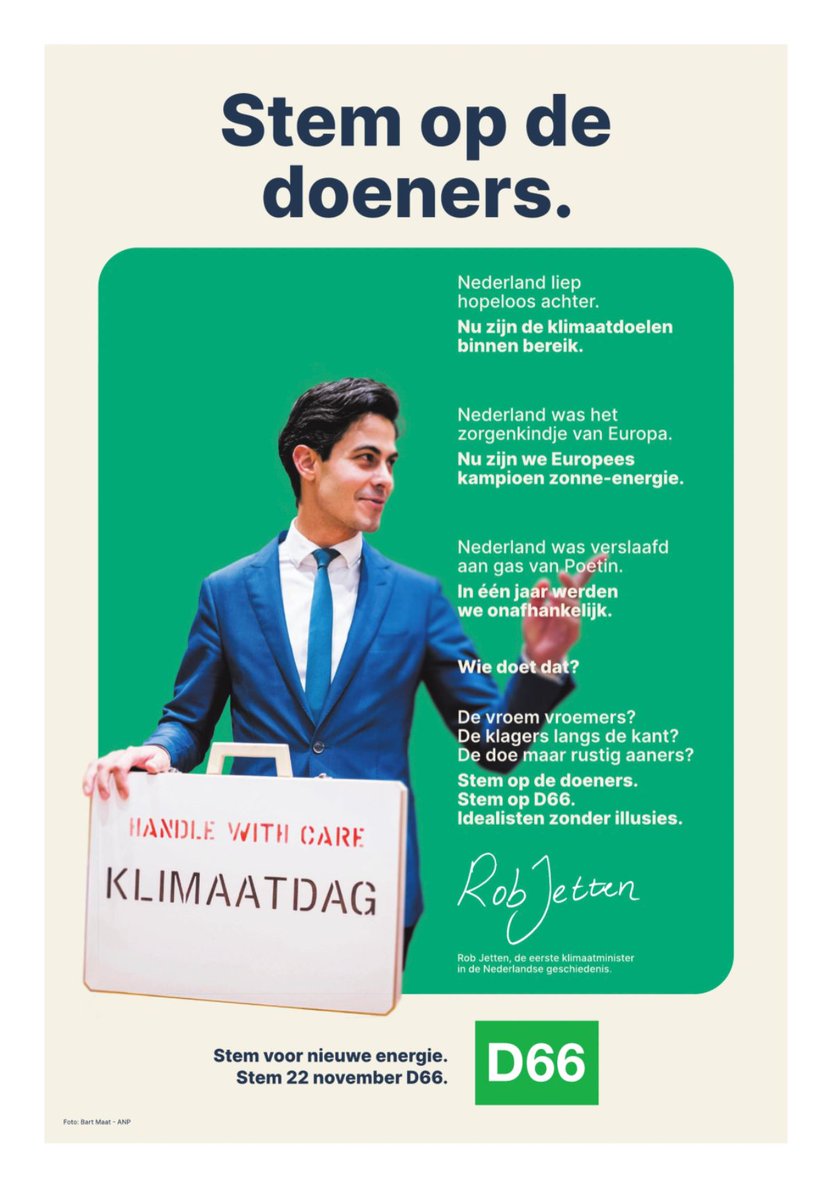 Prima slogan! Als progressieve kiezer heb je meer aan een partij die met overtuiging verantwoordelijkheid neemt en die compromissen wil sluiten, dan aan de ideologische scherpslijpers aan de zijlijn. Bij D66 wordt elke stem omgezet in beleid. Versterk het progressieve midden!