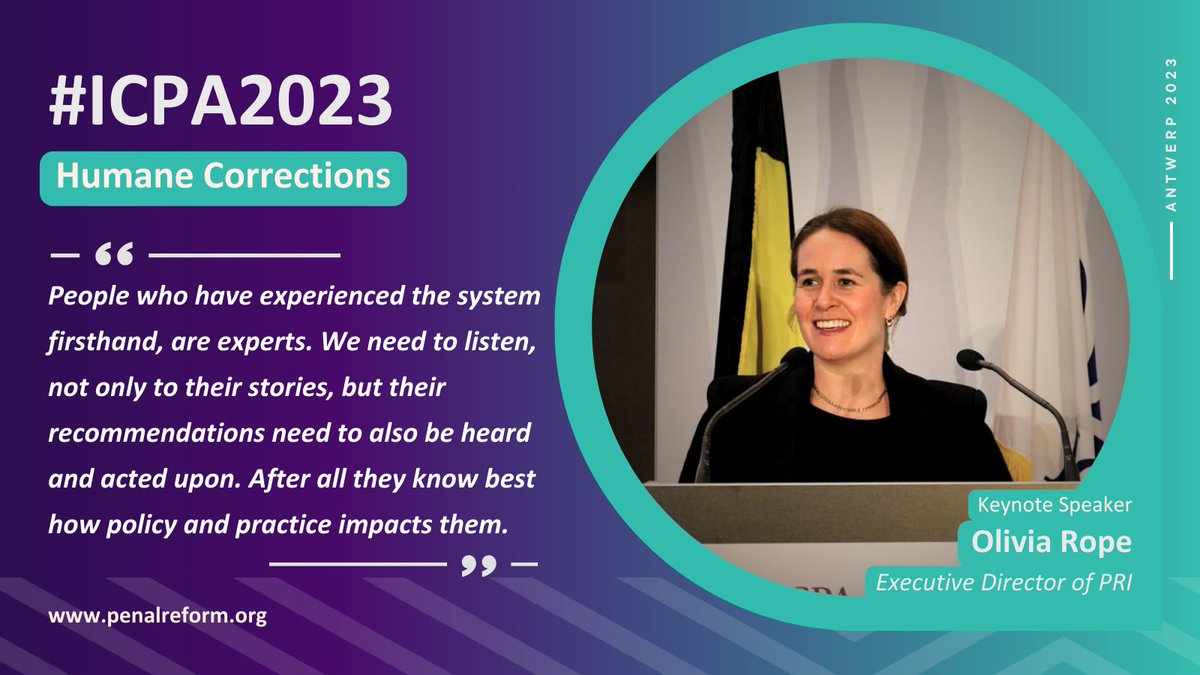 PenalReformInt's tweet photo. On 23 October Olivia Rope, Executive Director of PRI delivered a keynote at #ICPA2023 conference. Her address provided a thorough examination of the global prison landscape, presenting challenges and transformative solutions, enriching the conversation on #HumaneCorrections.β€΅οΈ https://t.co/Fhd9zIXnB6