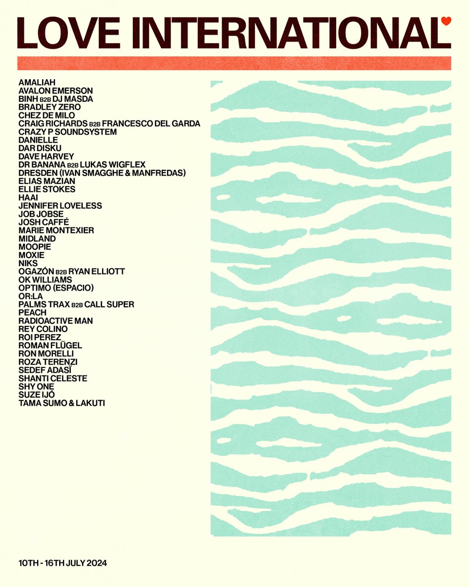 We are excited to reveal our first wave of artists joining us in Tisno next year. Some new faces along with a host of our nearest and dearest, this is just the beginning, expect our full 2024 programme to be revealed early next year. Tickets: tickets.loveinternationalfestival.com