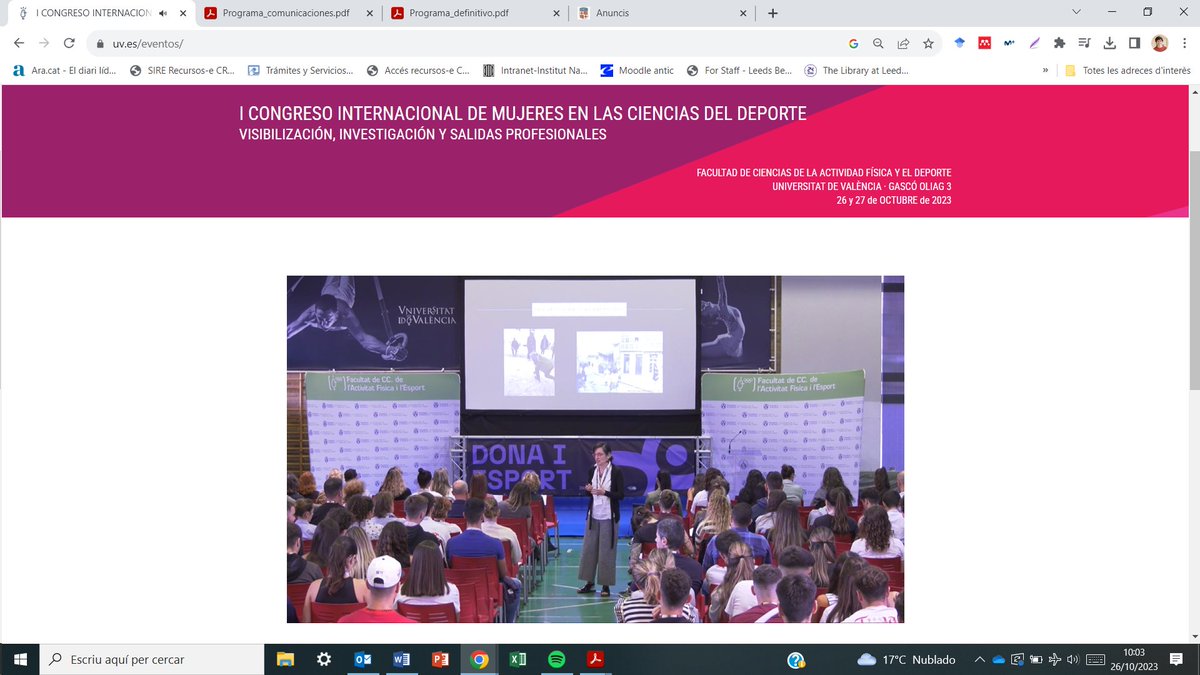 Es pot veure en directe  el Congreso Internacional de Mujeres en las Ciencias del Deporte. Visibilización, investigación y salidas profesionales, en  uv.es/eventos/ 
Un programa molt i molt potent: catedradonaiesportuv.com/va/investigaci…  
<a href="/donaiesportuv/">Càtedra de Dona i Esport</a>
