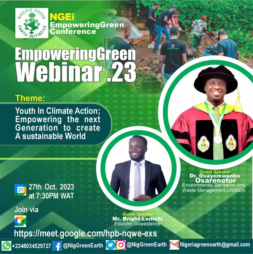 gowasteline's tweet photo. Join us tomorrow for a special moment with the #nigeria #youths on taking #ClimateAction.  
It's going to be very impactful, plan to attend.

Time: 7:30 pm (WAT)
Date: 27th Oct. 2023.
Kindly join using the link below 👇

https://t.co/imZgRdKJFX https://t.co/HJ9F0hL2Xa