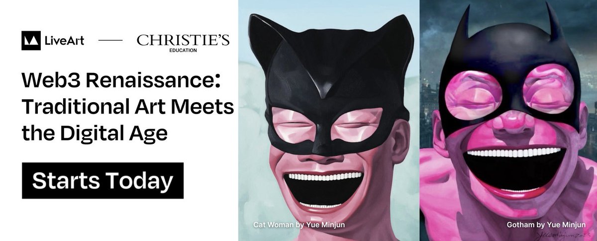 LiveArt (@liveartx) on Twitter photo Our online course "Web3 Renaissance: Traditional Art Meets the Digital Age" in partnership with <a href="/ChristiesEdu/">Christie's Education</a> starts TODAY.
Students will dive into the intersection of physical and digital art collecting with key industry leaders.
Thank you for joining us on this incredible Our online course "Web3 Renaissance: Traditional Art Meets the Digital Age" in partnership with <a href="/ChristiesEdu/">Christie's Education</a> starts TODAY.
Students will dive into the intersection of physical and digital art collecting with key industry leaders.
Thank you for joining us on this incredible