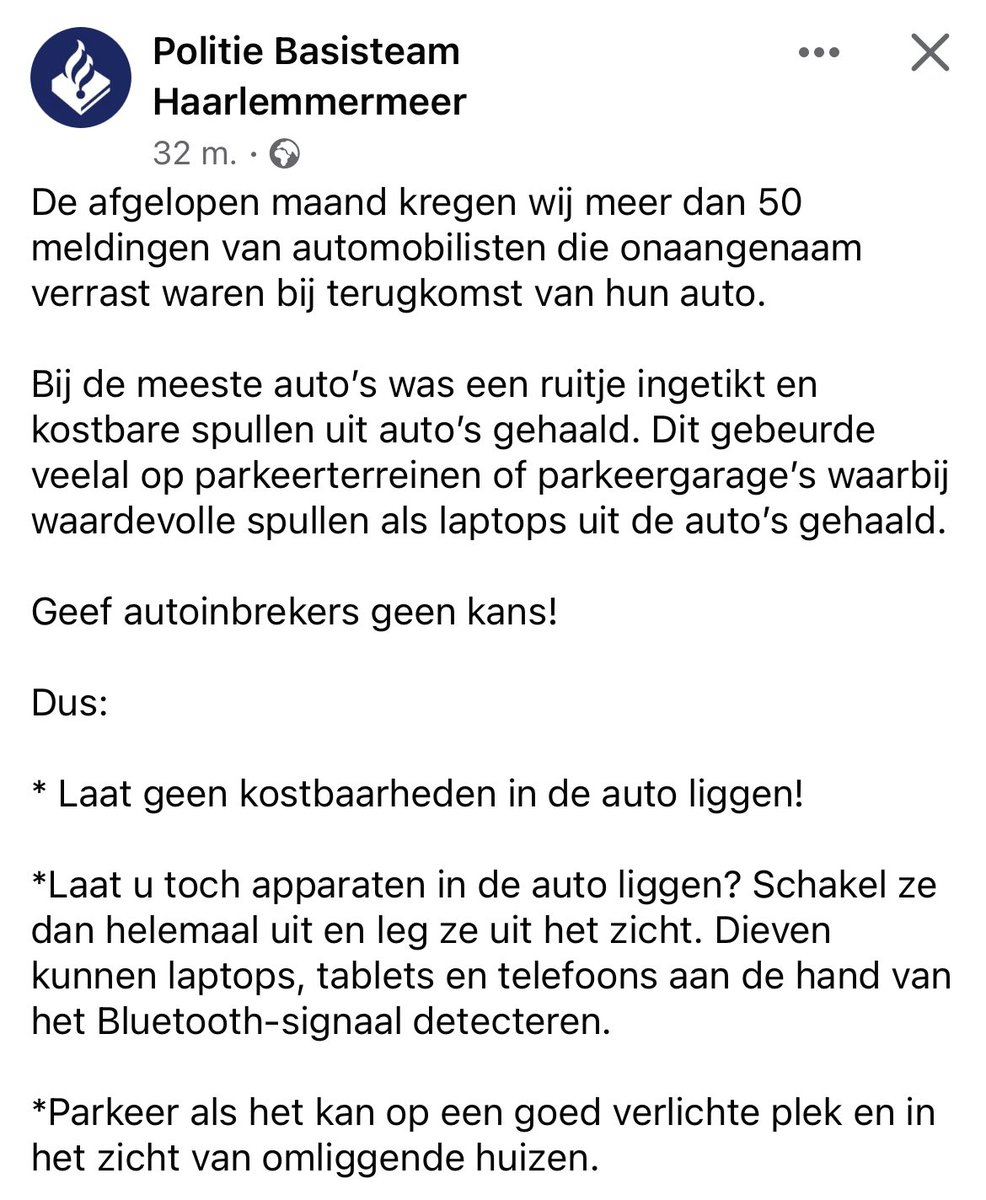 politie_johan's tweet photo. Met name in Hoofddorp-centrum. #autoinbraken #hfdc https://t.co/KFNT7ENzWa