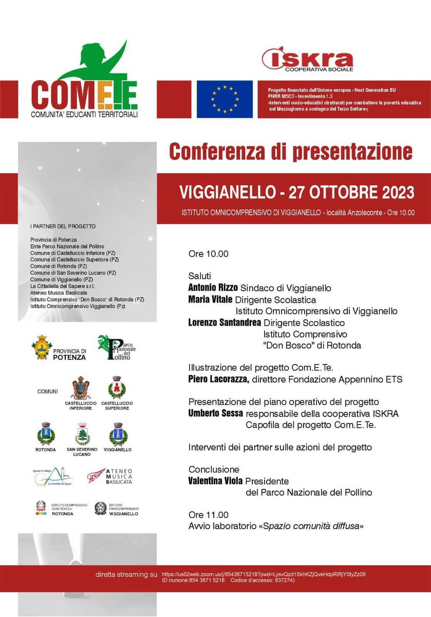 InfCastellucci1's tweet photo. Il 27 ottobre 2023 si svolgerà la conferenza di presentazione del progetto Com.E.Te. - Comunità Educanti Territoriali.
https://t.co/oJFemIpfWV https://t.co/EtmIMOyk4P