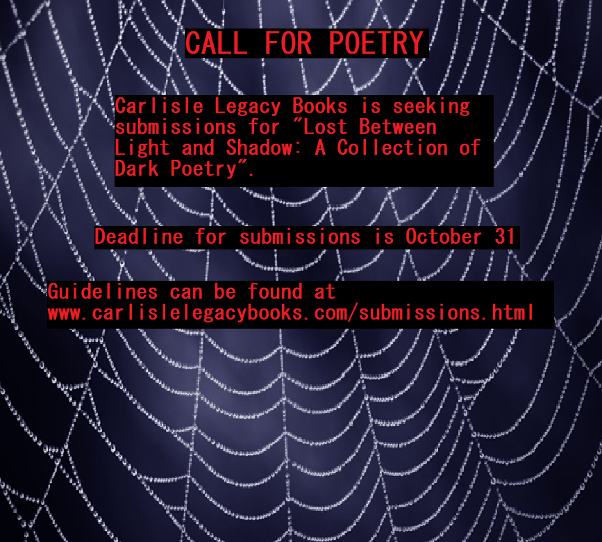 CarlisleLegacy's tweet photo. There's less than a week left to submit to "Lost Between Light and Shadow: A Collection of Dark Poetry." 
https://t.co/uhLNoyRUL8
#horrorpoetry #poetry #luw #poetrylovers #poetrysubmissions https://t.co/IBoNGXLpjN