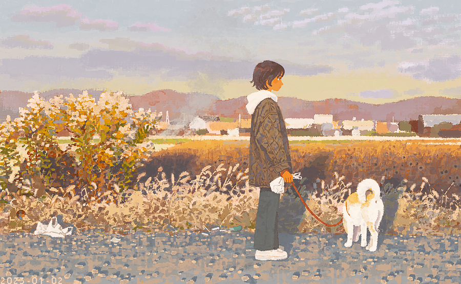 J_KMOR's tweet photo. 犬の散歩 https://t.co/zNzKmvgNus