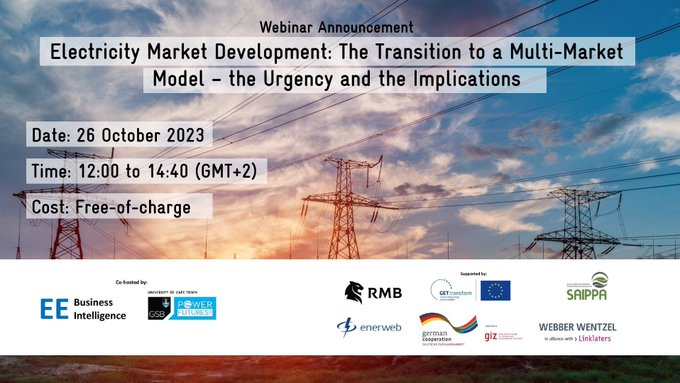 Join our webinar TODAY at 12pm SAST and hear more on the urgency and implications of the transition to a multi-market model to serve the changing needs of the electricity supply industry in the Southern African region. 📷Registration get-transform.eu/webinar-electr…