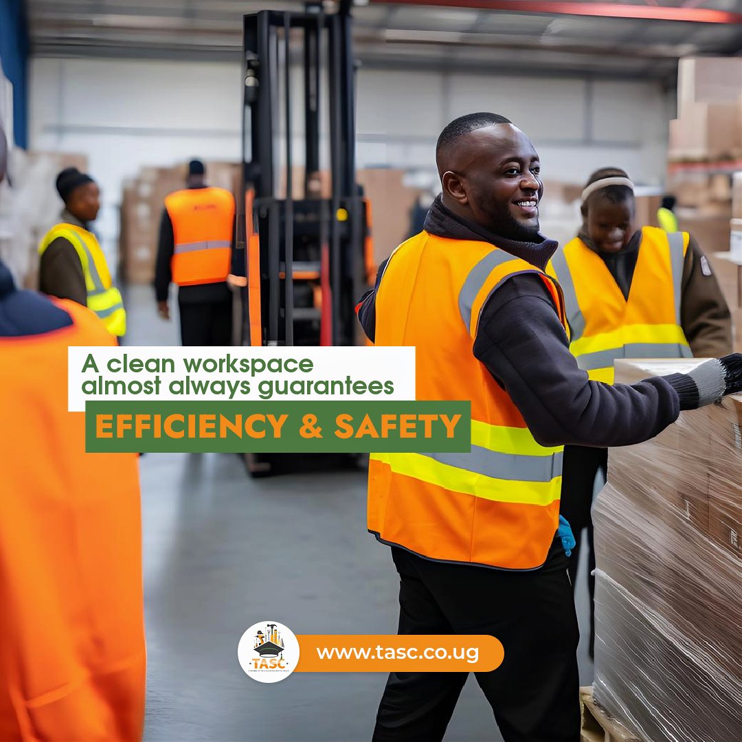 TASC_UG's tweet photo. A clutter-free workspace isn't just neat, it's SAFE! Ensure walkways are clear and items are stored properly. Also, a tidy desk is not just pleasant, it prevents accidents and keeps everyone safe. #SafetyFirst #OrganizedWorkspace https://t.co/iAU2BU6YBK