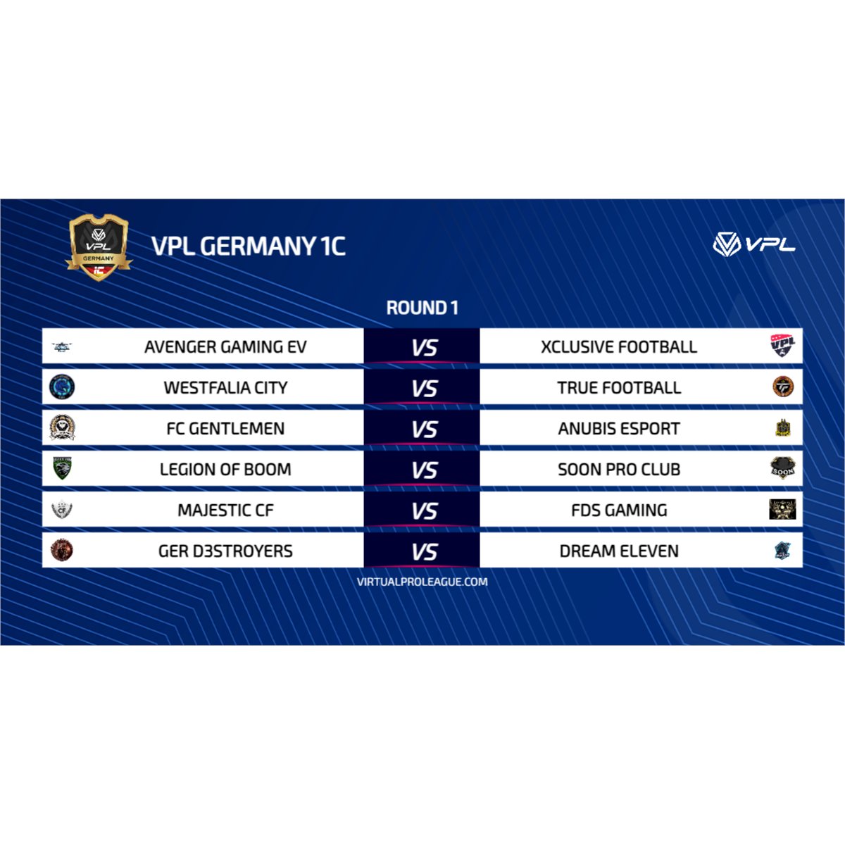 VPLGermany's tweet image. Saisonstart in der VPL Germany Liga 1C!  

▶️ discord.gg/eXh48mkPTC 

#virtualproleague #esports #efootball #easports #eafc24 #proclubs #championship #virtualchampionship