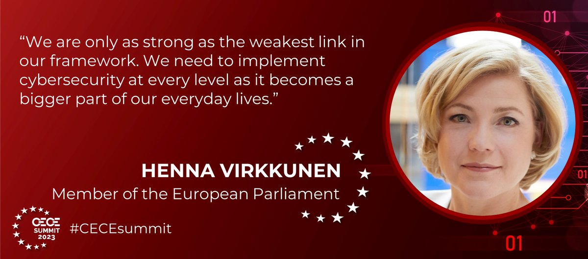 CECE_Europe's tweet image. 🔴LIVE

@HennaVirkkunen, Member of the @Europarl_EN and EPP Shadow Rapporteur for the Cyber-Resilience Act, states that:

#CECESummit #WeMake2Build