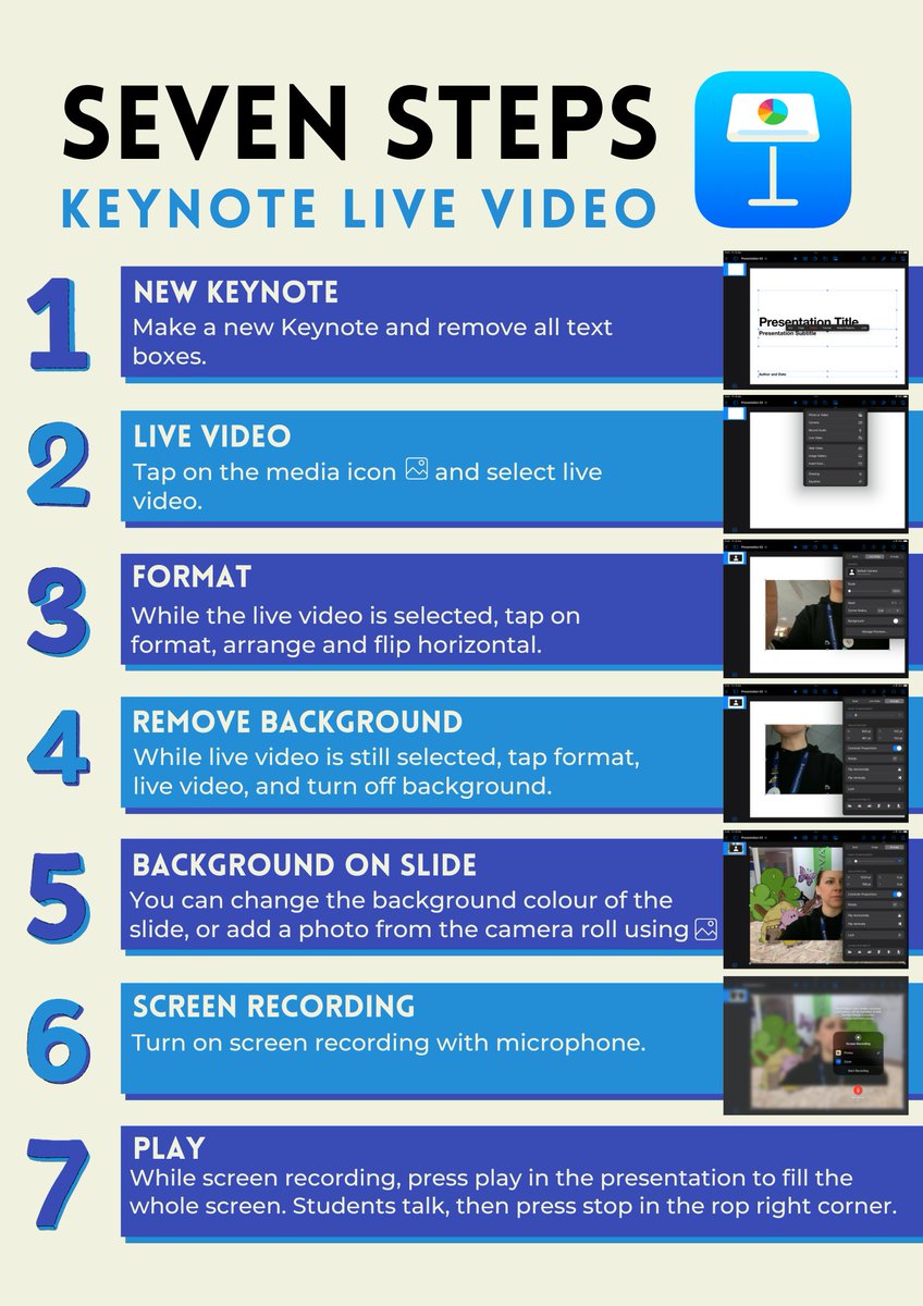 A great little tool to help students get started using #Keynote Live Video to substitute green screen. @AppleEDU #ade2023 #GreenScreen #iPad #Video #creativity