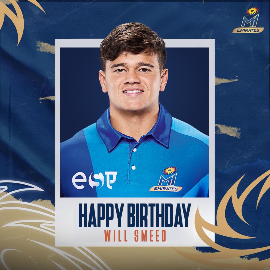 Our English batting prodigy turns 22 🎂

Many happy returns of the day, Will Smeed 💙

#MIEmirates #OneFamily