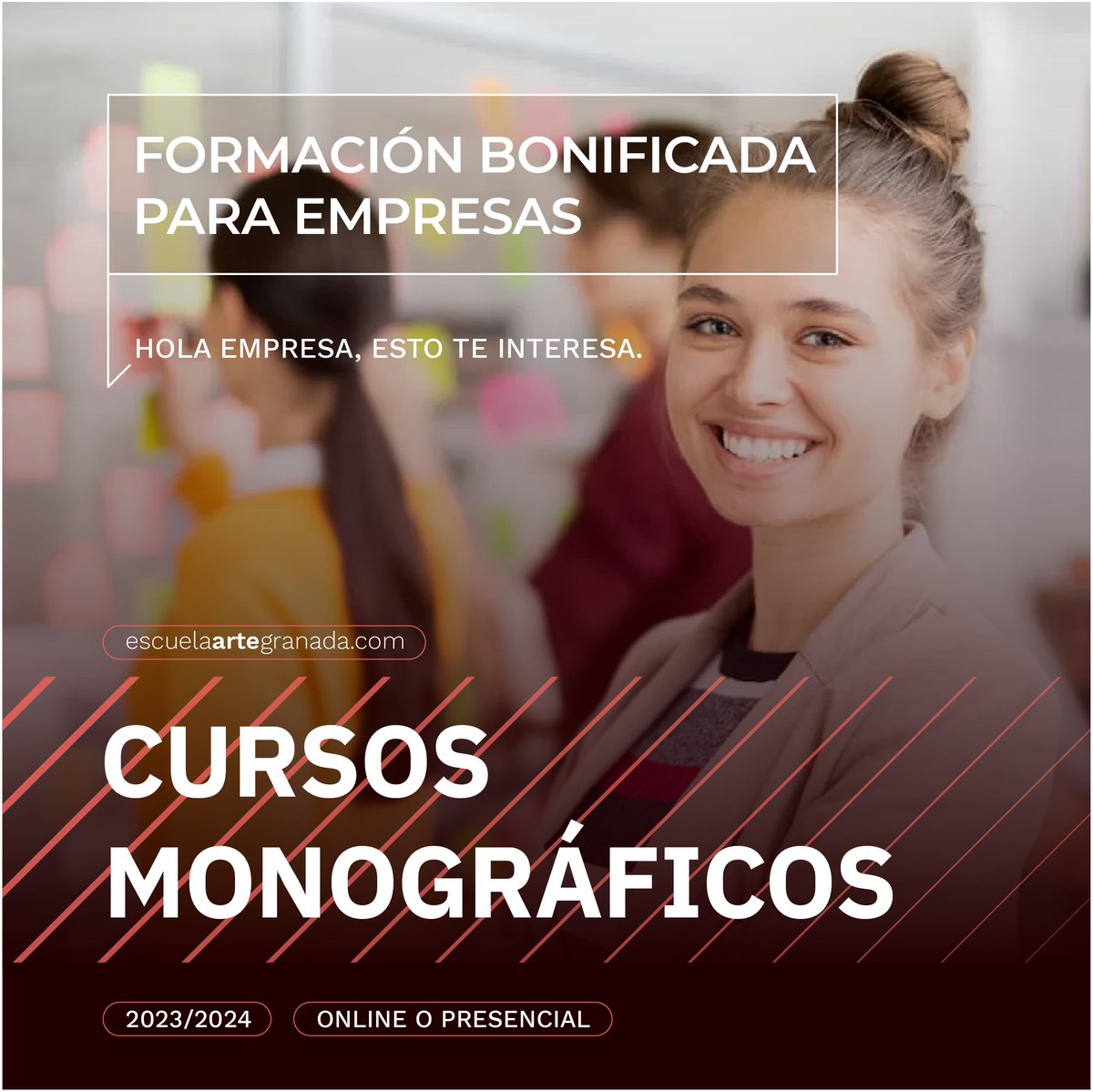 Sabías que 🤔, puedes realizar nuestros Cursos Monográficos, mediante la Formación Bonificada a Empresas??
📲 Contacta con nosotros para conocer las condiciones.
#cursos #cursosonline #cursospresenciales #fundae #empresas #escuelaartegranada