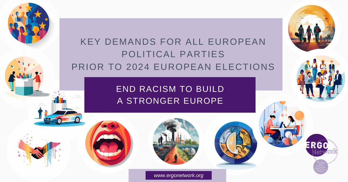 ERGO_Network's tweet photo. 📢 #ERGONetwork is thrilled to unveil our Anti-Racism Manifesto ahead of the #EUElections2024
We're committed to combatting discrimination and #antigypsyism in Europe
Our Manifesto with 10 key demands is a powerful call to action
📢https://t.co/y1JQTDB8gY https://t.co/Tff4cNYnXZ